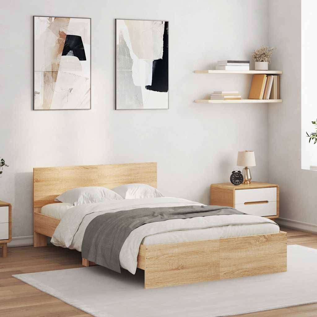 Okvir za krevet s uzglavljem i LED boja hrasta 140x200 cm