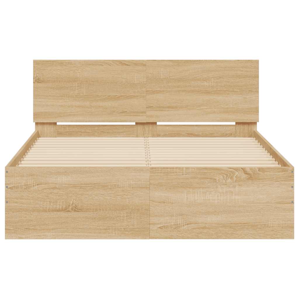 Okvir za krevet s uzglavljem i LED boja hrasta 140x200 cm