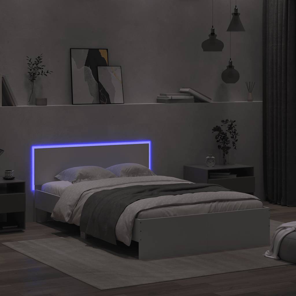 Okvir kreveta s uzglavljem i LED bijeli 120 x 200 cm