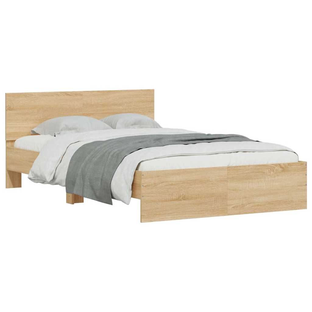 Okvir za krevet s uzglavljem i LED boja hrasta 120x200 cm