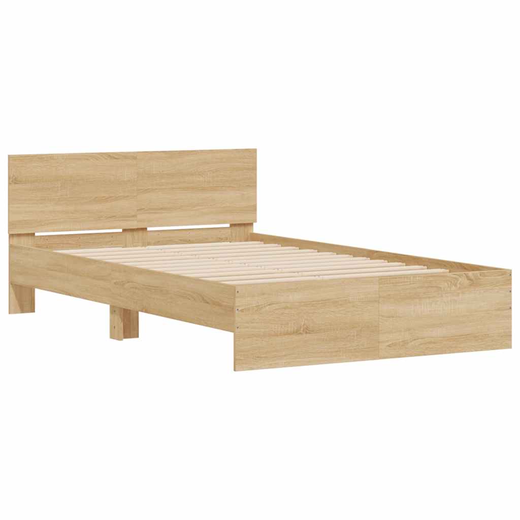 Okvir za krevet s uzglavljem i LED boja hrasta 120x200 cm