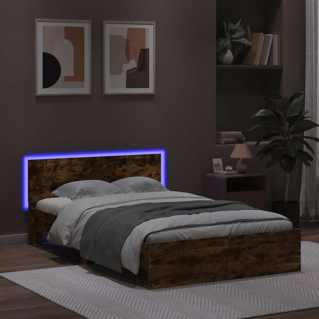 Okvir za krevet s uzglavljem i LED boja hrasta 120x200 cm