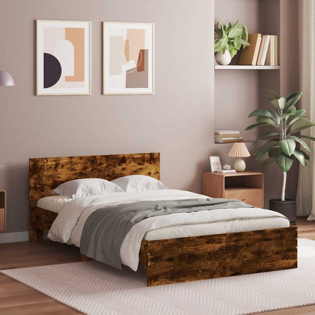 Okvir za krevet s uzglavljem i LED boja hrasta 120x200 cm