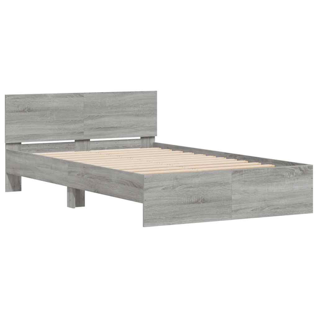 Okvir kreveta s uzglavljem i LED boja hrasta 135x190 cm
