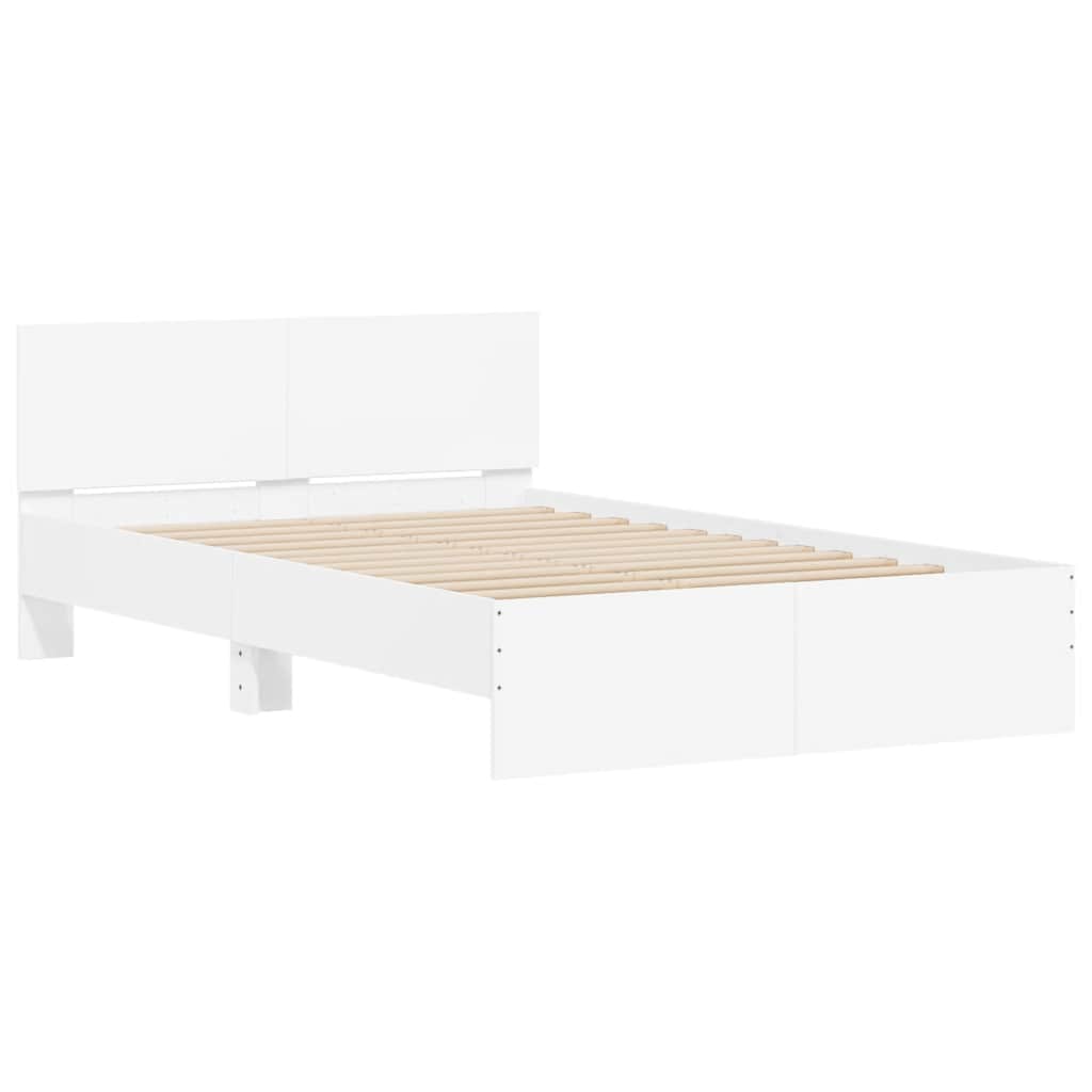 Okvir za krevet s uzglavljem i LED svjetlima bijeli 120x190 cm