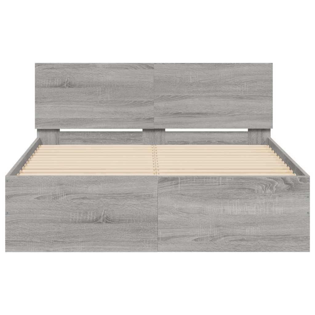 Okvir kreveta s uzglavljem i LED boja hrasta 120x190 cm