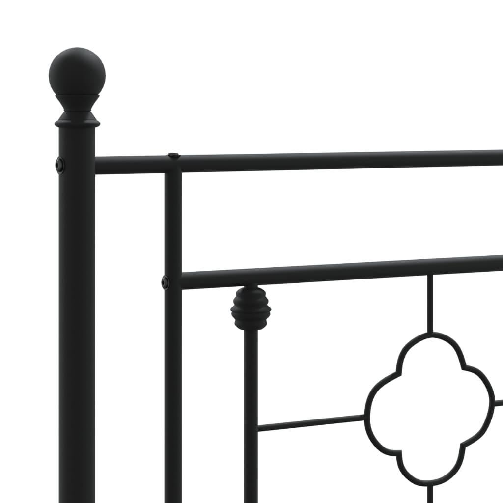 Metalni okvir za krevet s uzglavljem crni 80x200 cm