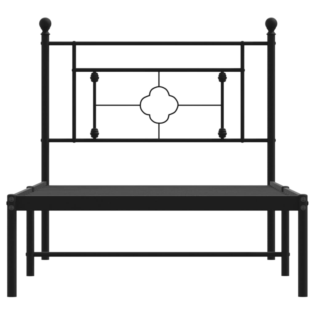 Metalni okvir za krevet s uzglavljem crni 90x200 cm