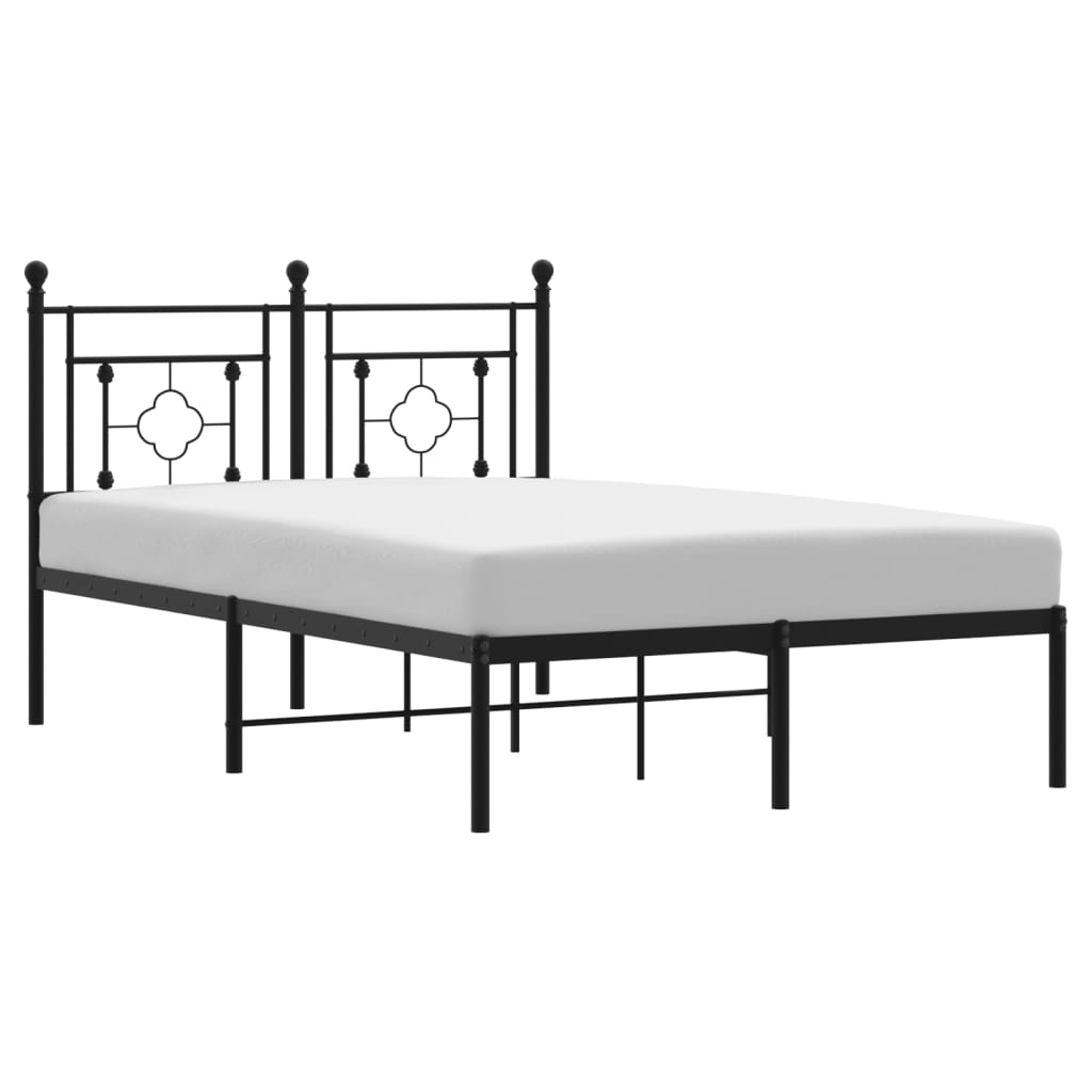 Metalni okvir za krevet s uzglavljem crni 120x190 cm
