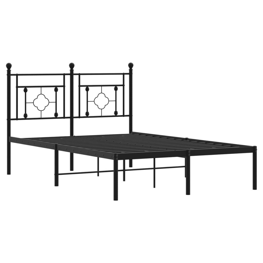 Metalni okvir za krevet s uzglavljem crni 120x200 cm