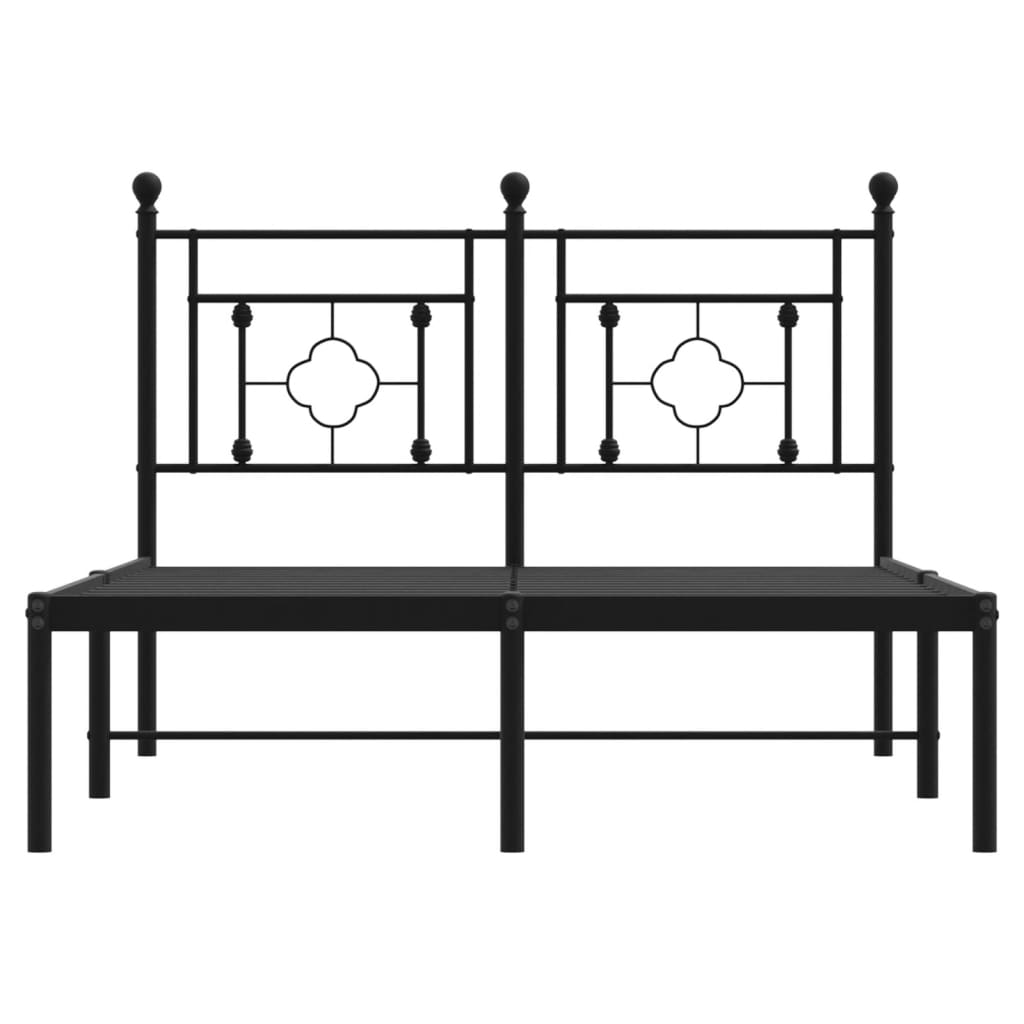 Metalni okvir za krevet s uzglavljem crni 120x200 cm