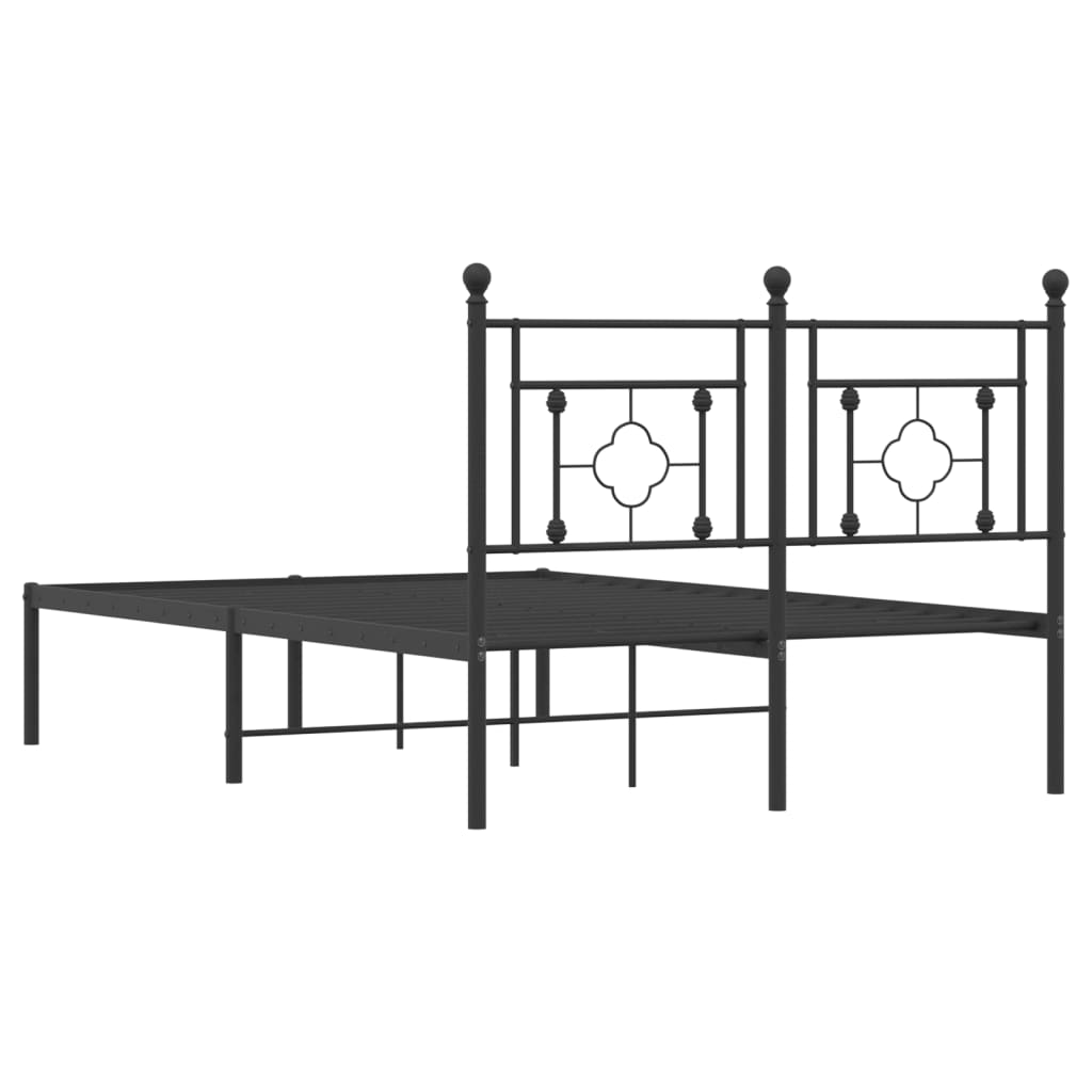 Metalni okvir za krevet s uzglavljem crni 120x200 cm