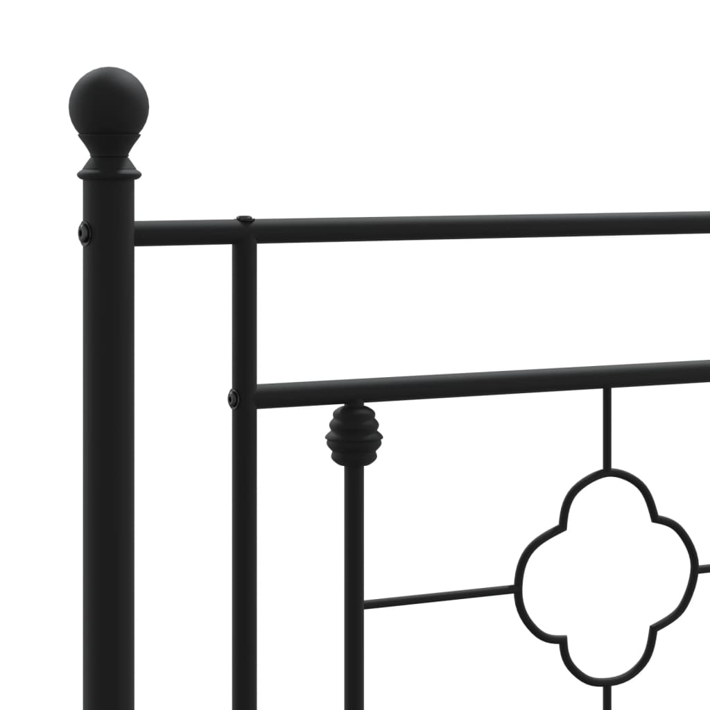 Metalni okvir za krevet s uzglavljem crni 120x200 cm