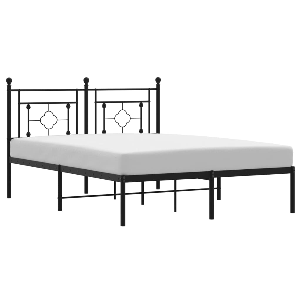 Metalni okvir za krevet s uzglavljem crni 135x190 cm