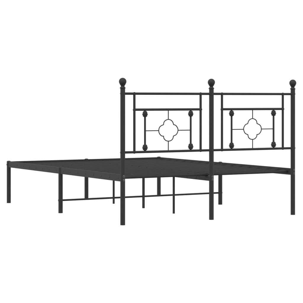 Metalni okvir za krevet s uzglavljem crni 135x190 cm