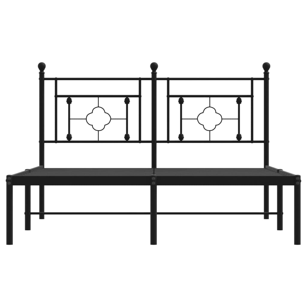 Metalni okvir za krevet s uzglavljem crni 140x190 cm