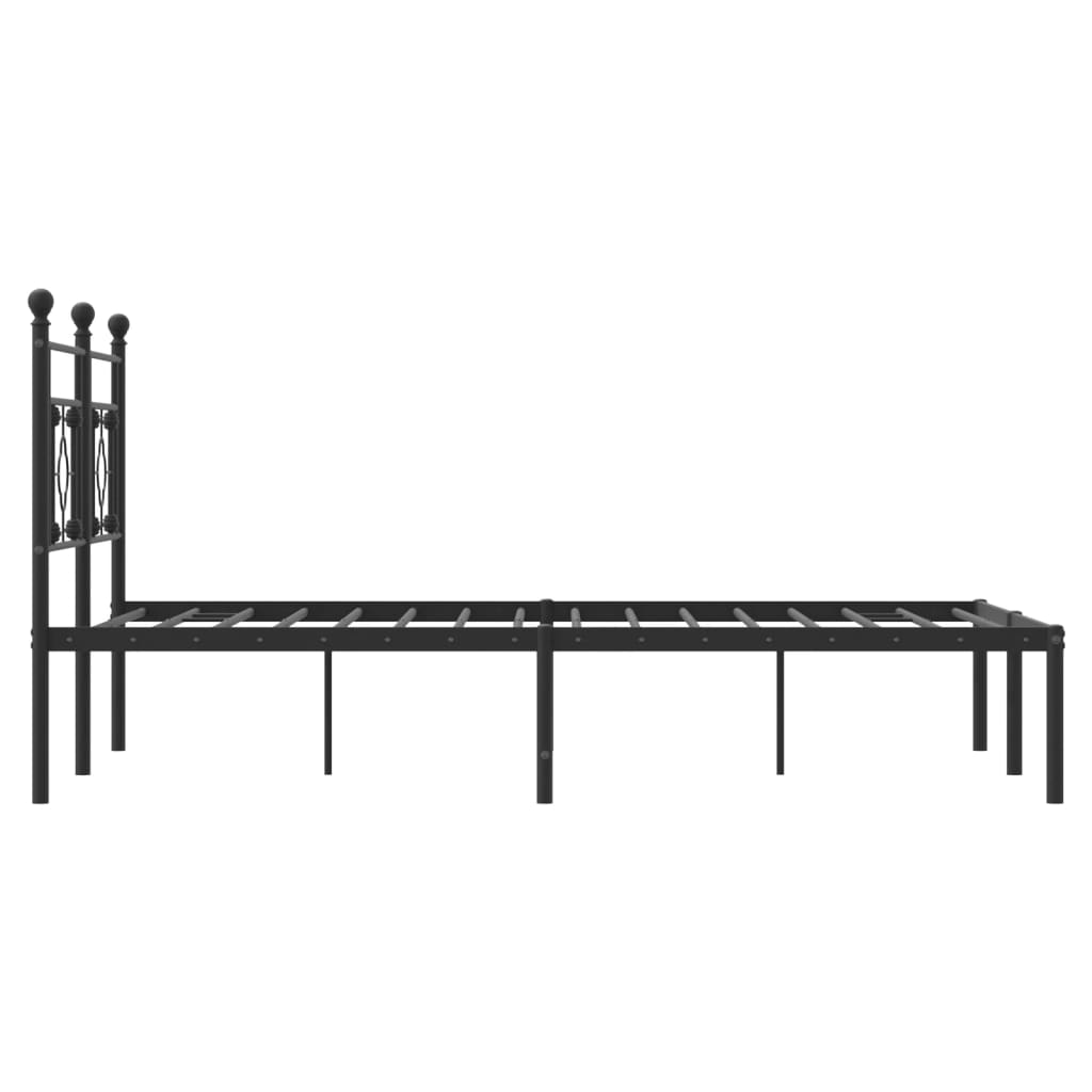 Metalni okvir za krevet s uzglavljem crni 140x190 cm