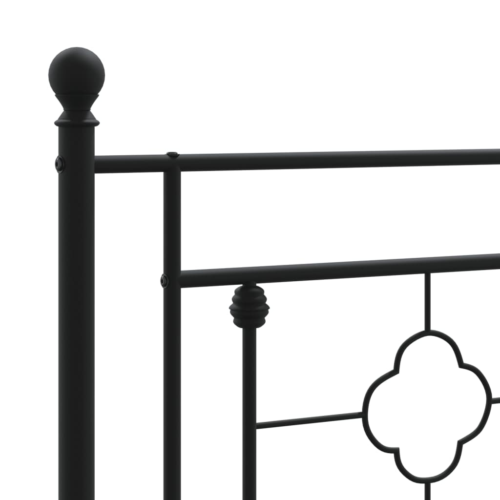 Metalni okvir za krevet s uzglavljem crni 140x190 cm