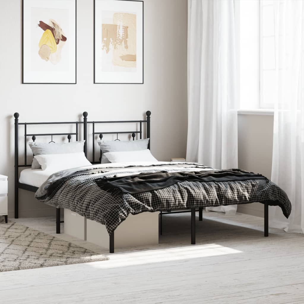 Metalni okvir za krevet s uzglavljem crni 140x190 cm