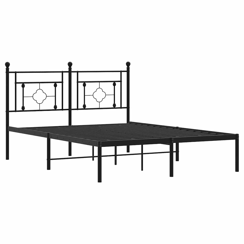 Metalni okvir za krevet s uzglavljem crni 140x200 cm