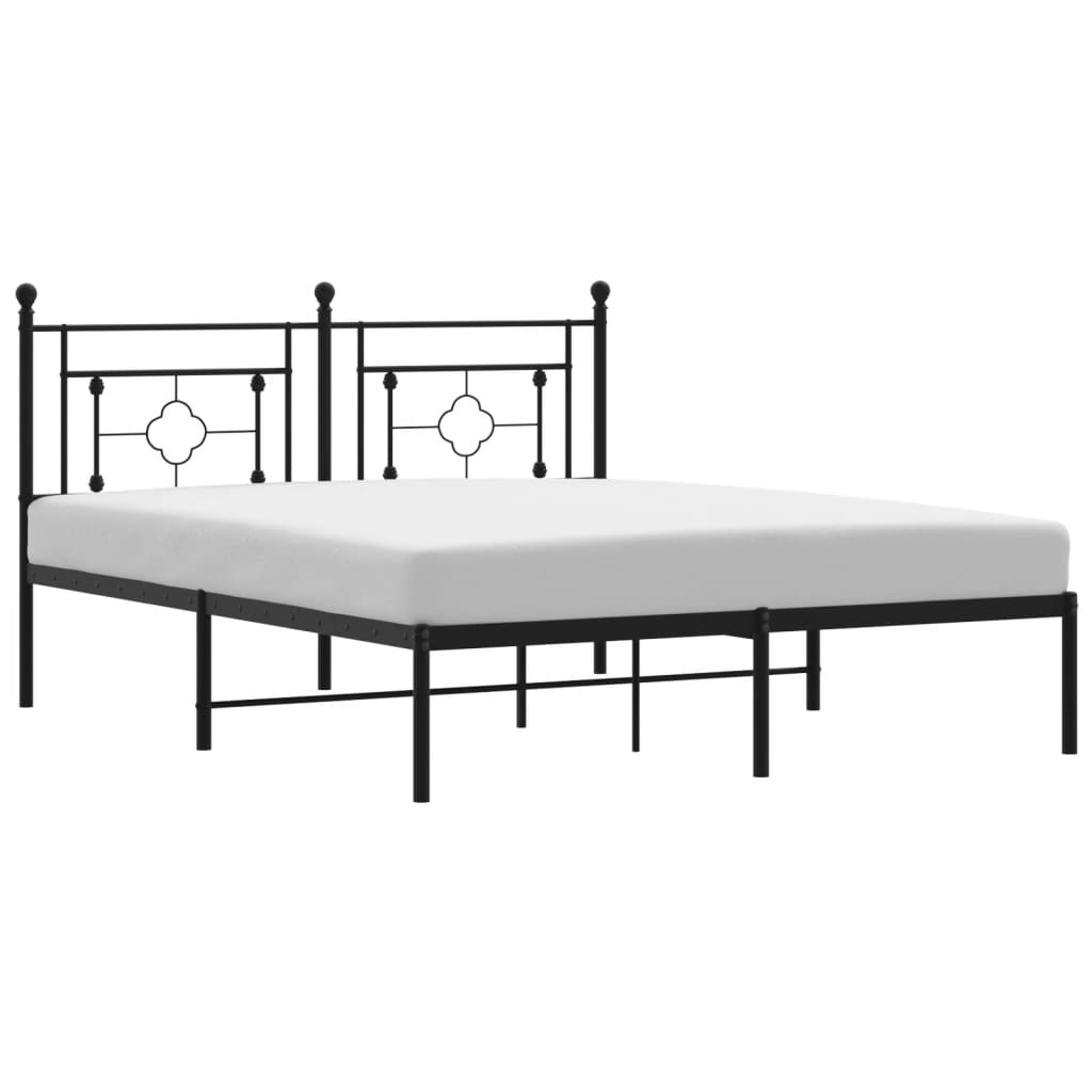 Metalni okvir za krevet s uzglavljem crni 160x200 cm