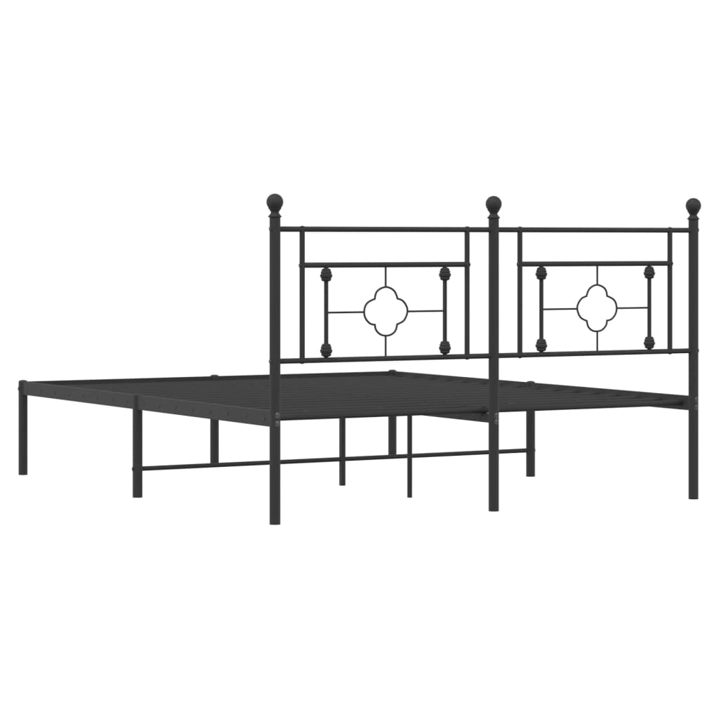 Metalni okvir za krevet s uzglavljem crni 160x200 cm