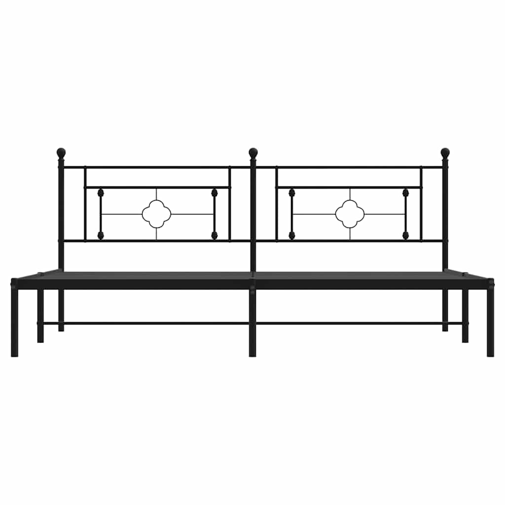 Metalni okvir za krevet s uzglavljem crni 193x203 cm