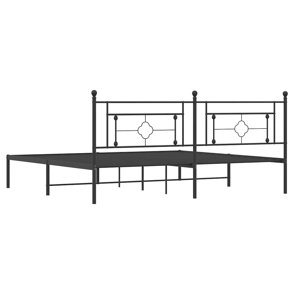 Metalni okvir za krevet s uzglavljem crni 193x203 cm
