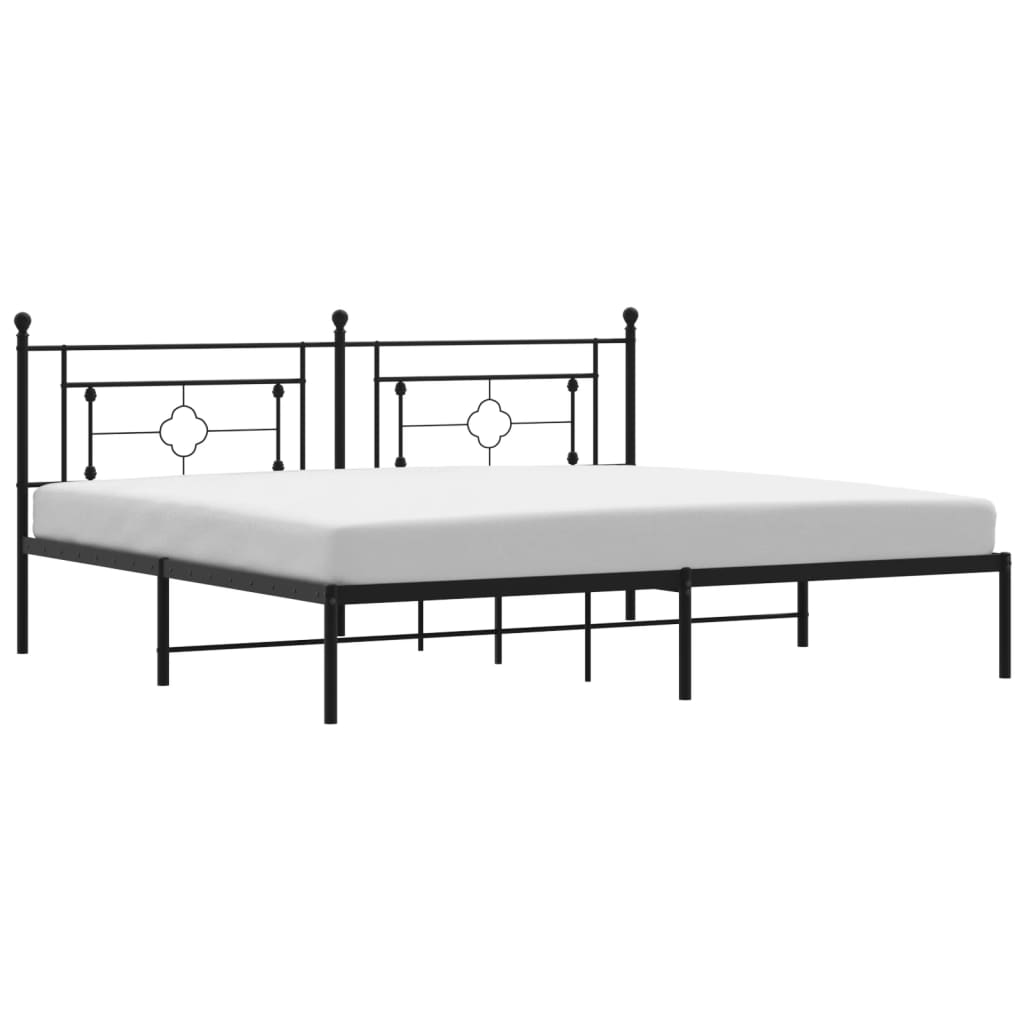 Metalni okvir za krevet s uzglavljem crni 200x200 cm