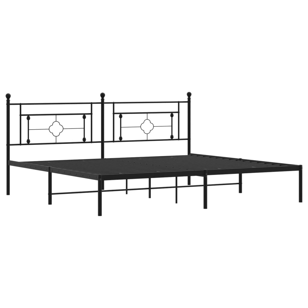 Metalni okvir za krevet s uzglavljem crni 200x200 cm