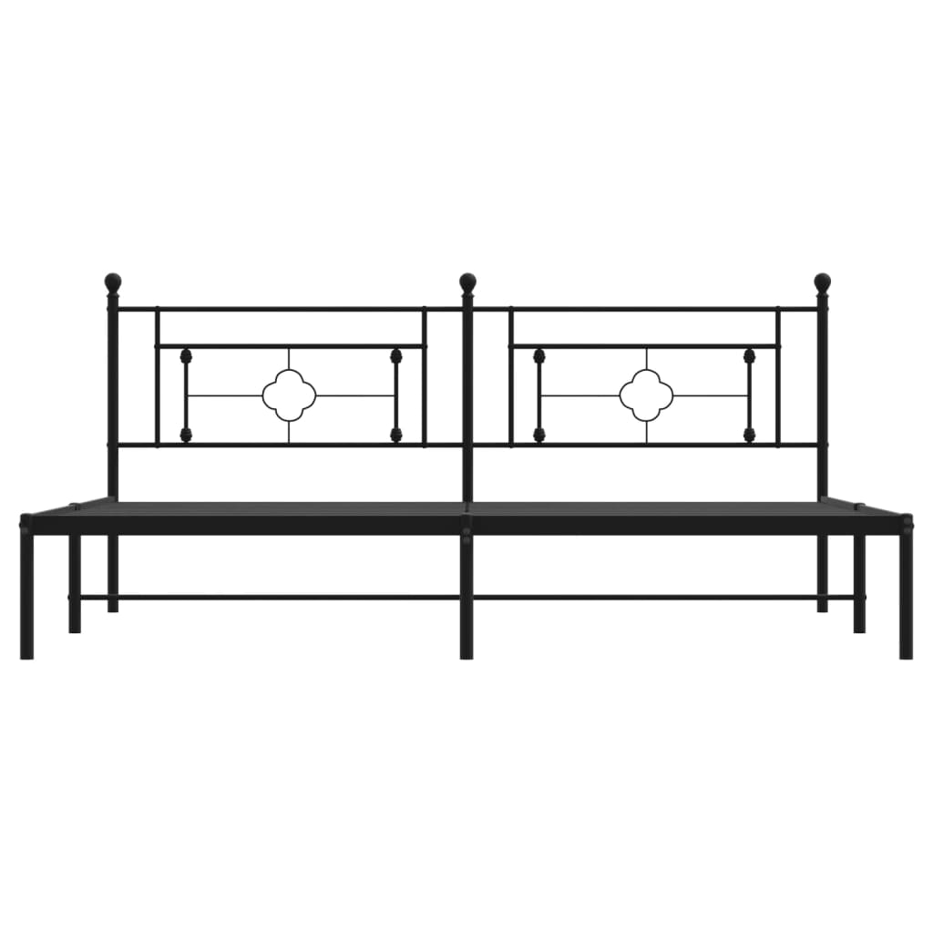 Metalni okvir za krevet s uzglavljem crni 200x200 cm