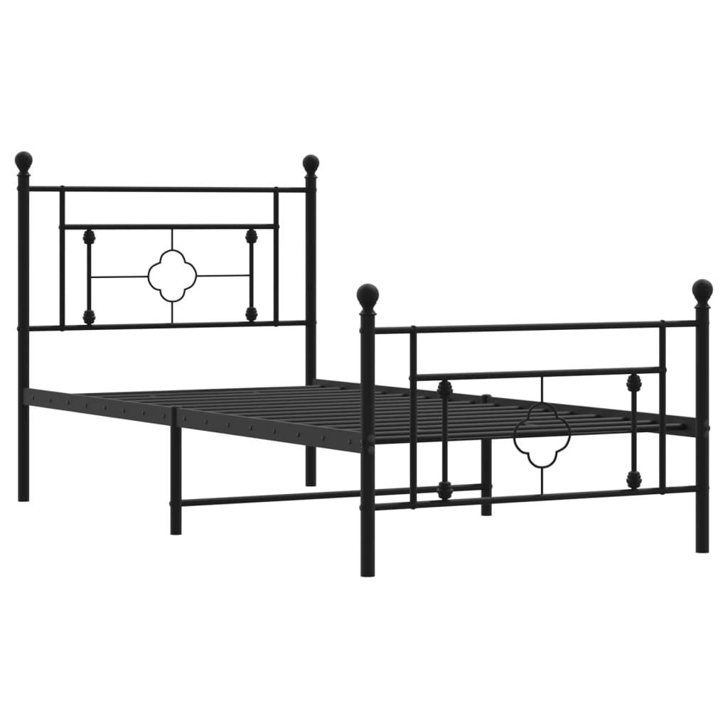 Metalni okvir kreveta uzglavlje i podnožje crni 90x190 cm