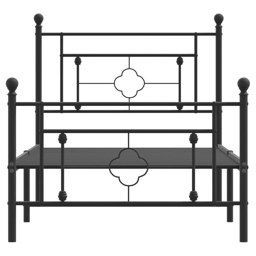 Metalni okvir kreveta uzglavlje i podnožje crni 90x190 cm