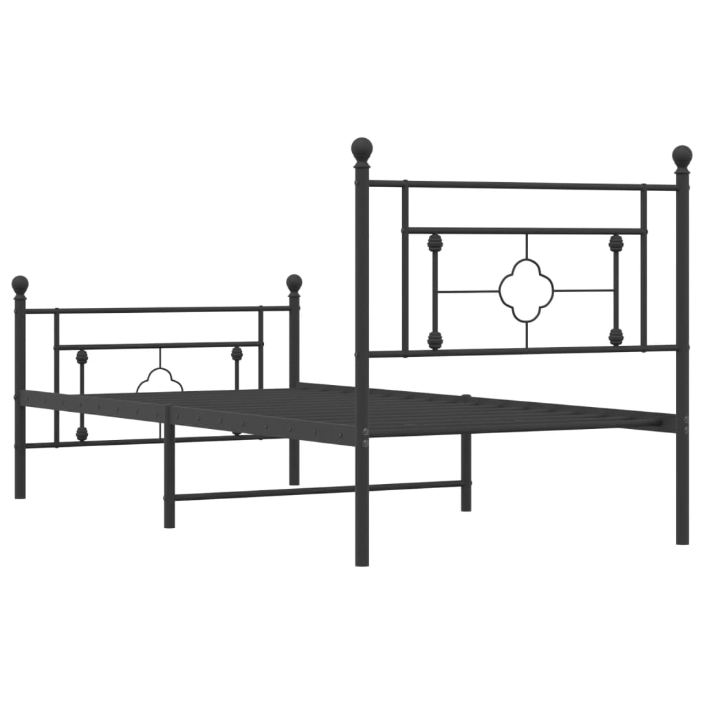 Metalni okvir kreveta uzglavlje i podnožje crni 90x190 cm