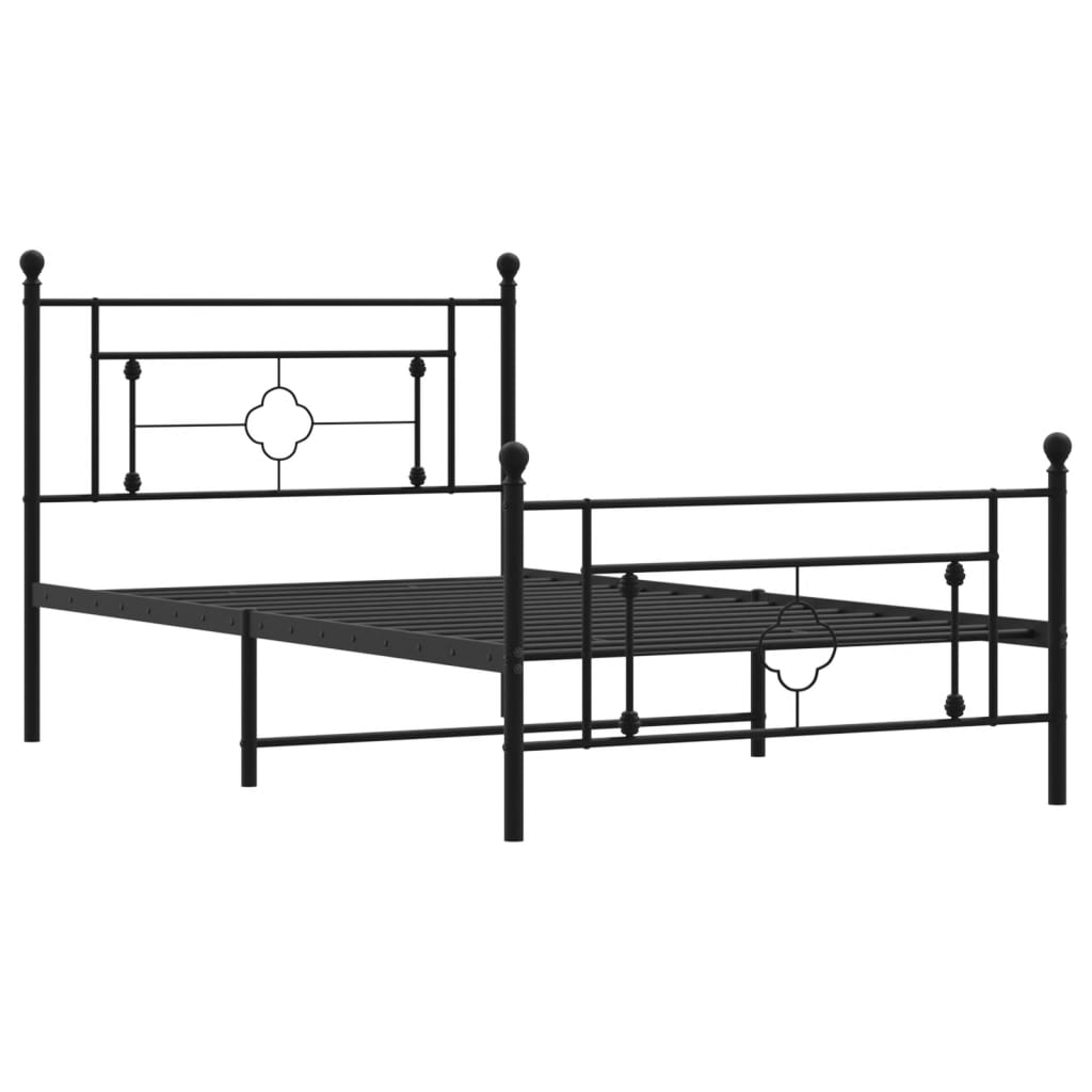 Metalni okvir kreveta uzglavlje i podnožje crni 107x203 cm