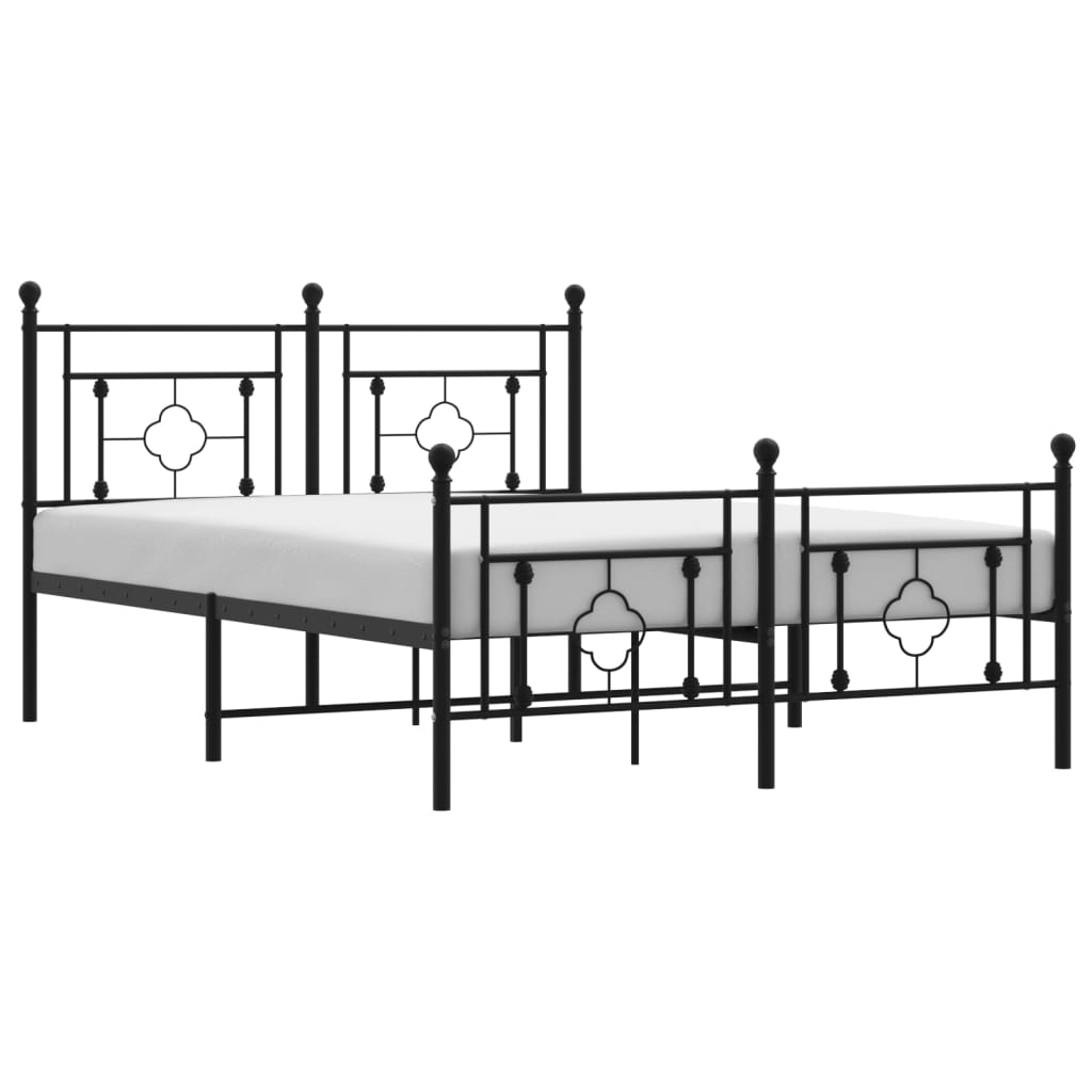 Metalni okvir kreveta uzglavlje i podnožje crni 135x190 cm