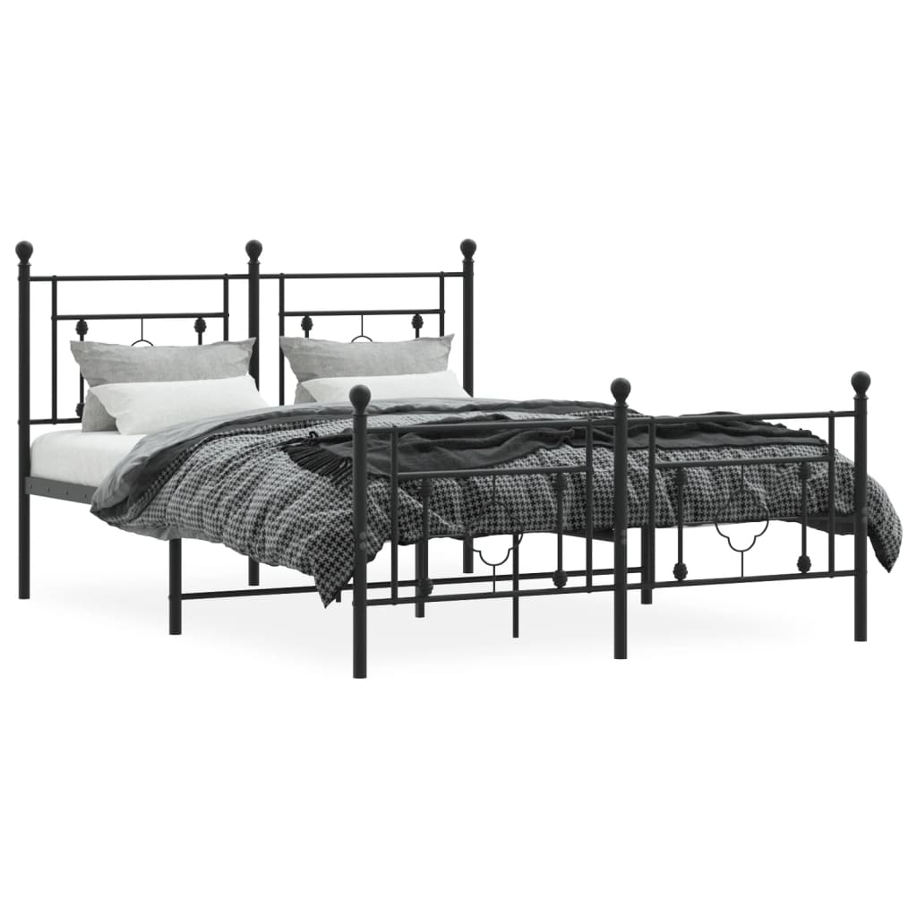 Metalni okvir kreveta uzglavlje i podnožje crni 135x190 cm