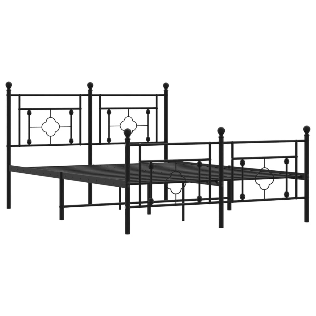 Metalni okvir kreveta uzglavlje i podnožje crni 135x190 cm