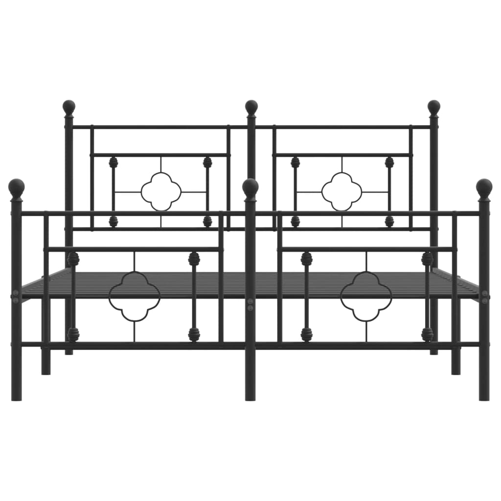 Metalni okvir kreveta uzglavlje i podnožje crni 135x190 cm