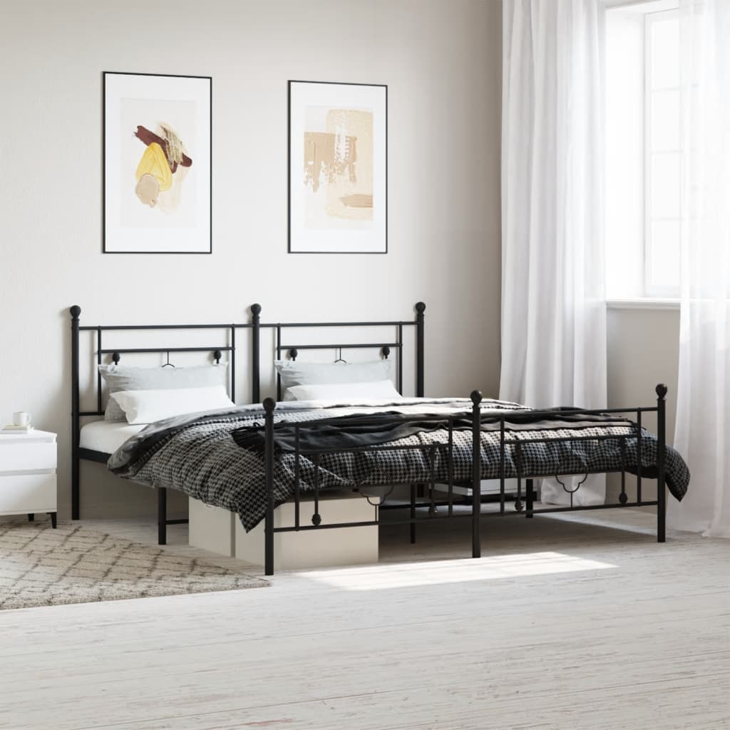 Metalni okvir kreveta uzglavlje i podnožje crni 183x213 cm