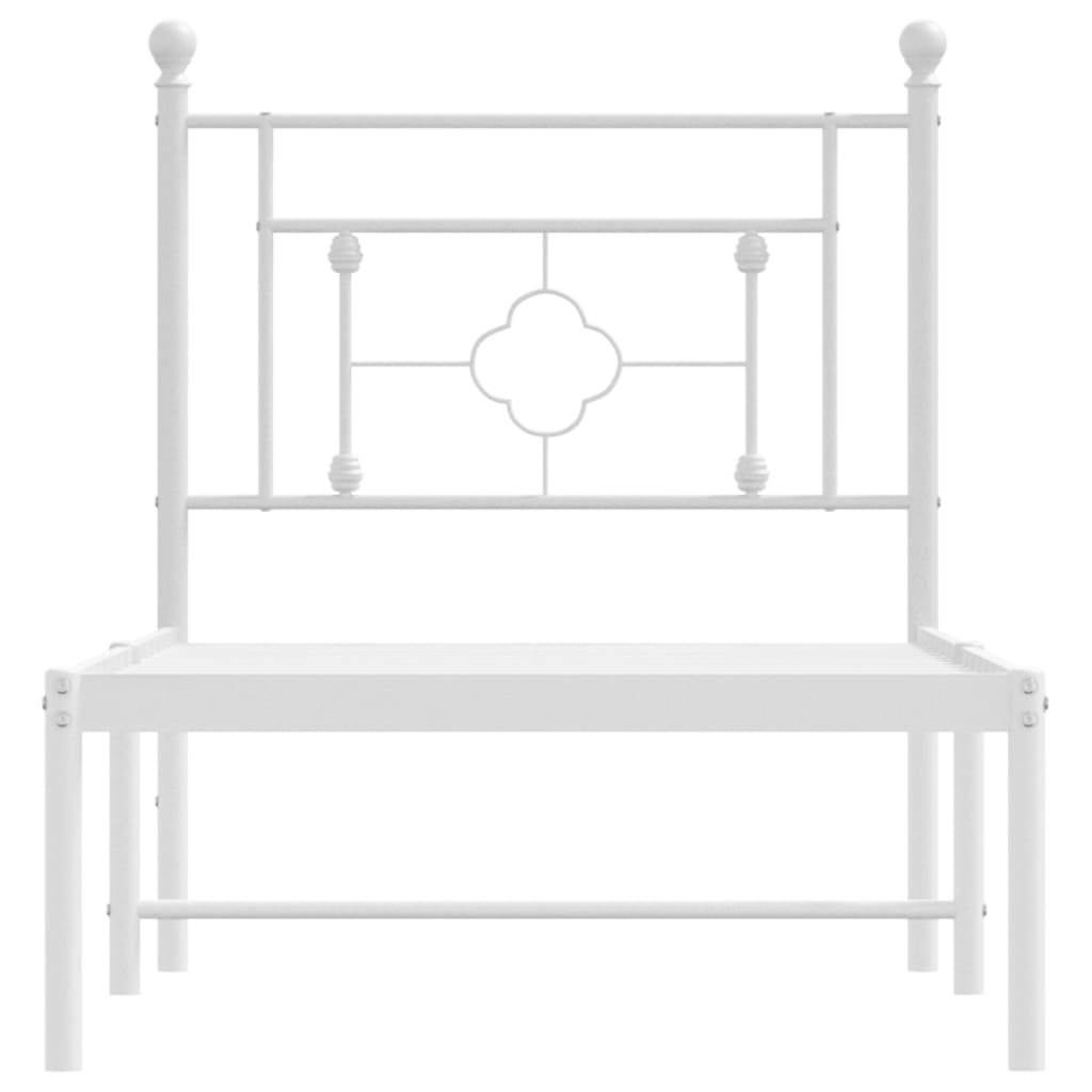 Metalni okvir krevet bez madraca s uzglavljem bijeli 75x190 cm