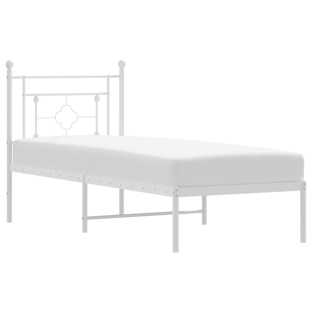 Metalni okvir za krevet s uzglavljem bijeli 80x200 cm