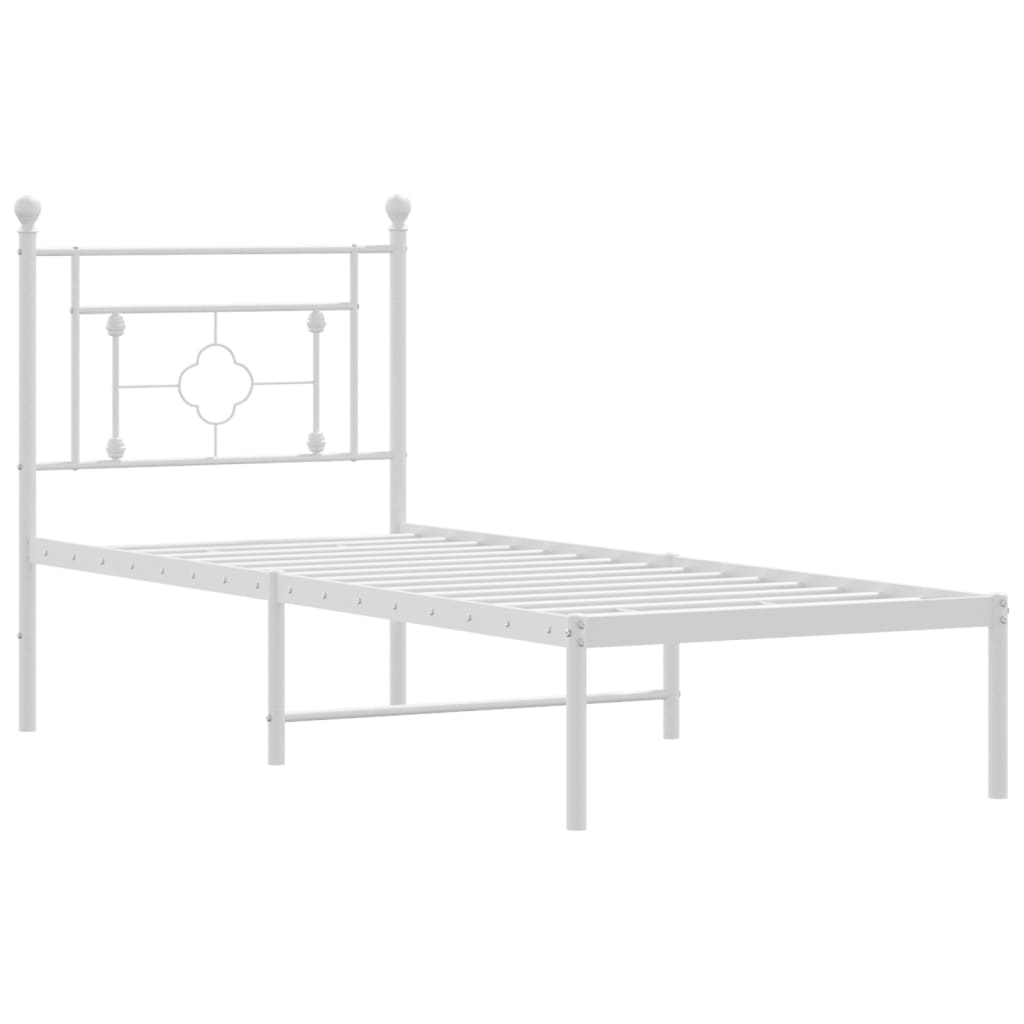 Metalni okvir za krevet s uzglavljem bijeli 80x200 cm