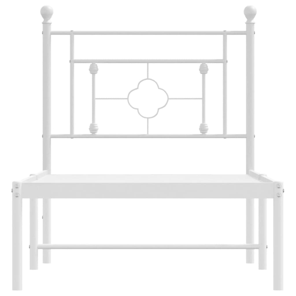 Metalni okvir za krevet s uzglavljem bijeli 80x200 cm