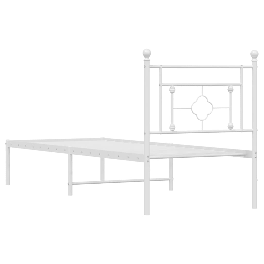 Metalni okvir za krevet s uzglavljem bijeli 80x200 cm