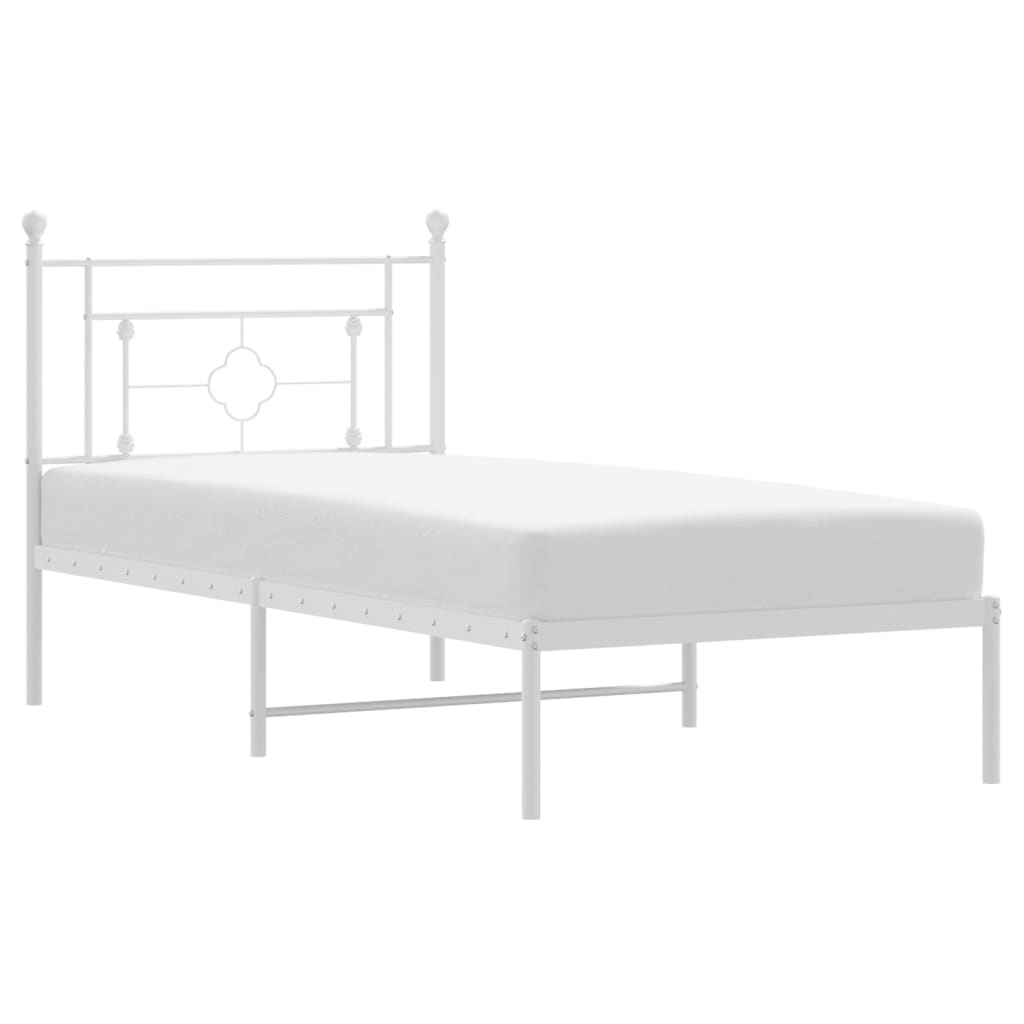 Metalni okvir za krevet s uzglavljem bijeli 90x200 cm