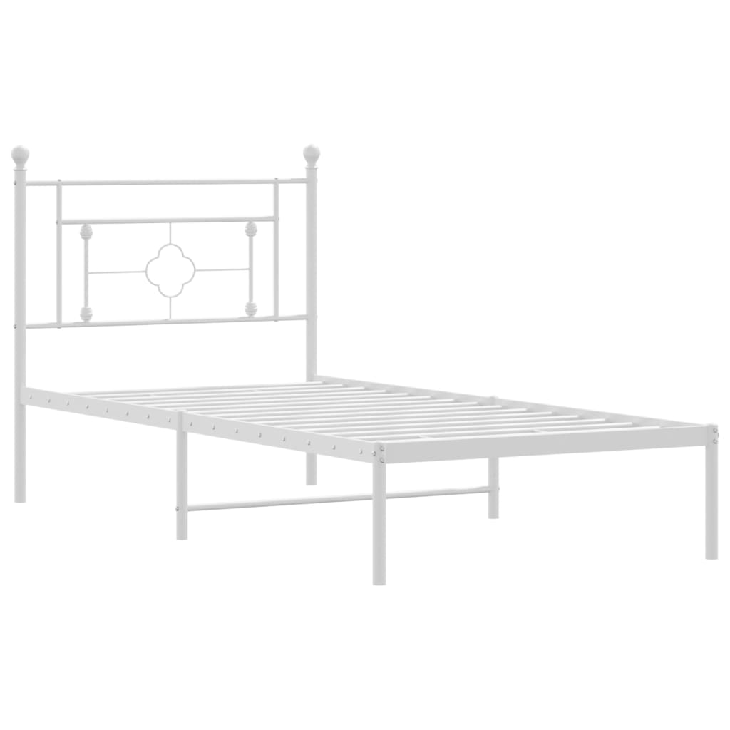 Metalni okvir za krevet s uzglavljem bijeli 90x200 cm
