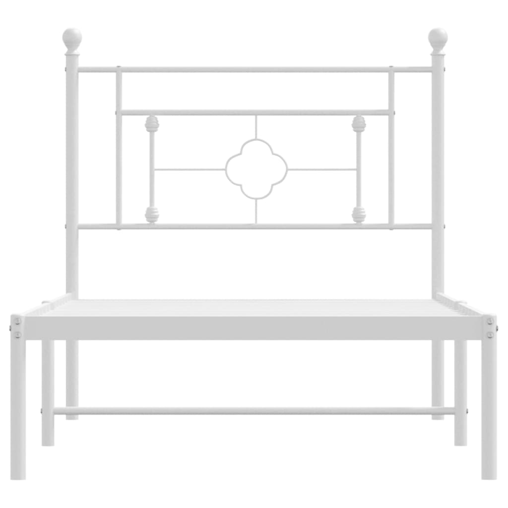 Metalni okvir za krevet s uzglavljem bijeli 90x200 cm