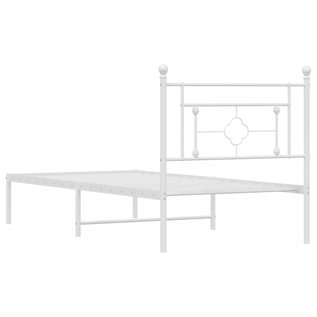 Metalni okvir za krevet s uzglavljem bijeli 90x200 cm