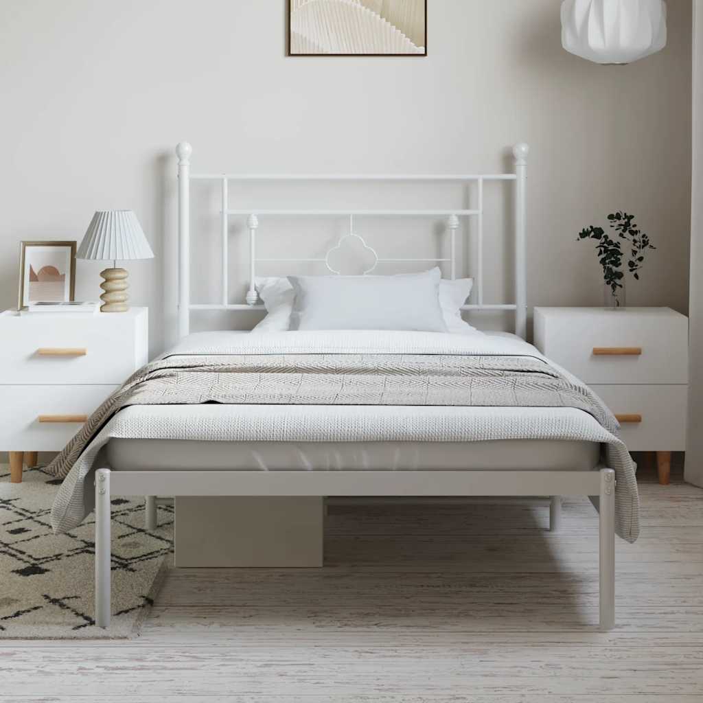 Metalni okvir za krevet s uzglavljem bijeli 100x200 cm